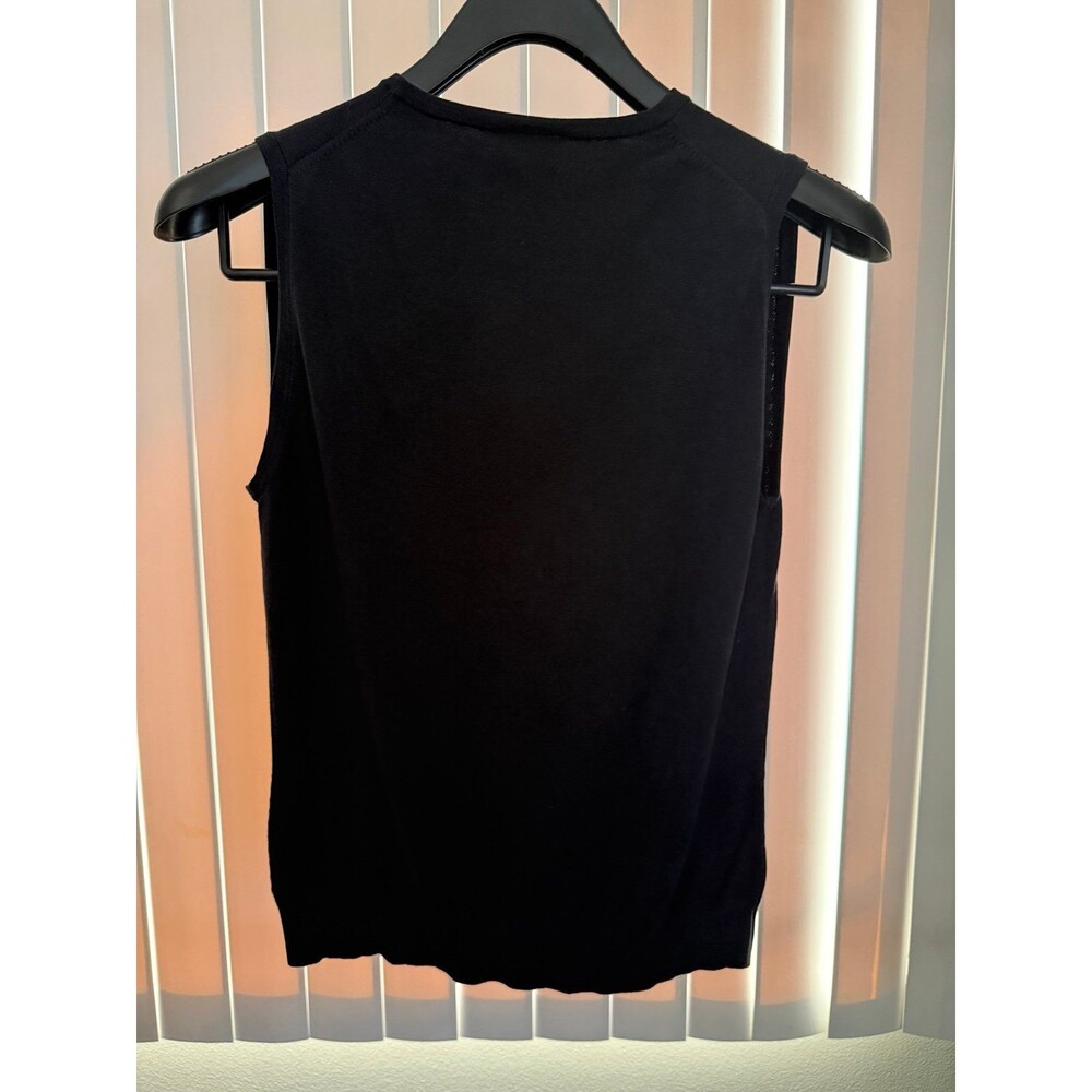 Women’s Lacoste Black Silk Cotton V-Neck Knit Vest Size 40 /Medium - Picture 2 of 5